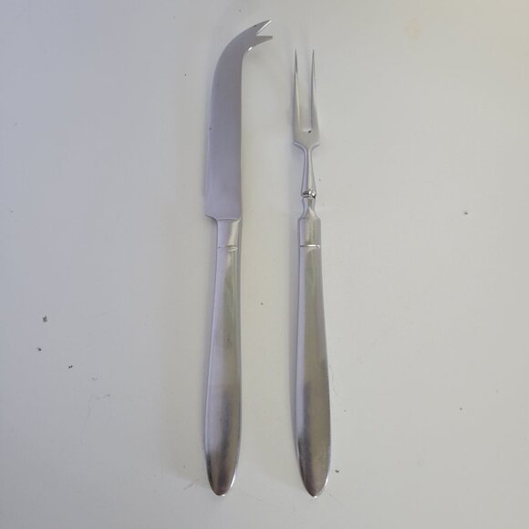 Vintage Stainless Steel 8" Cheese Knife & Fork Set Made In Japan - Picture 1 of 3